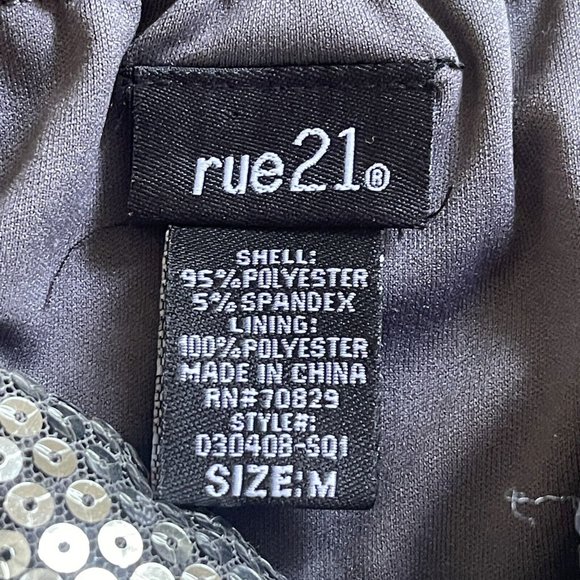 Rue 21 Sequined Dress Womens sz Med Silver Strapless Ruffles Party Prom Club - Picture 5 of 9